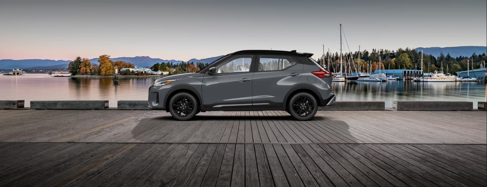2023 Nissan Kicks parked near harbour